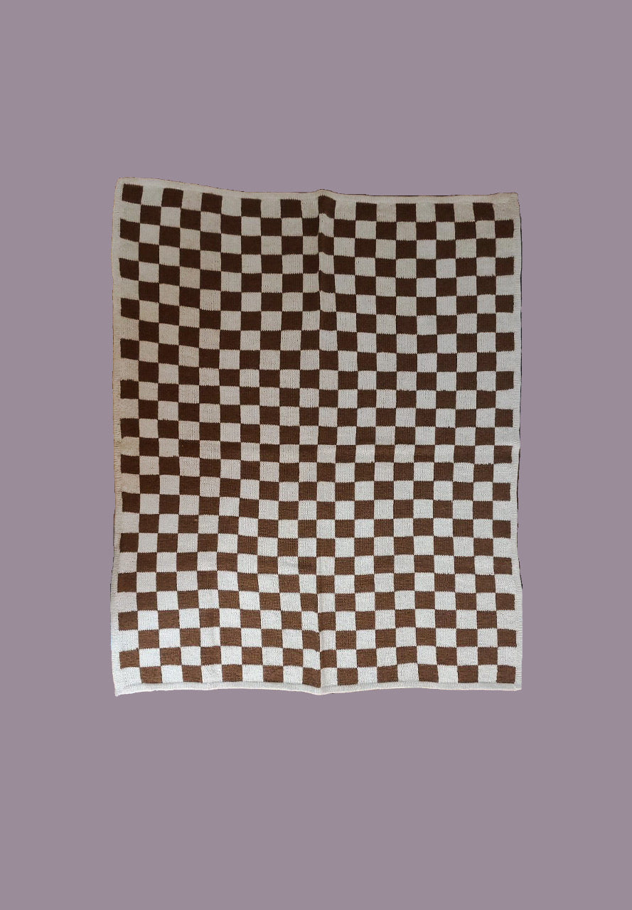 Chocolate and beige checkers blanket