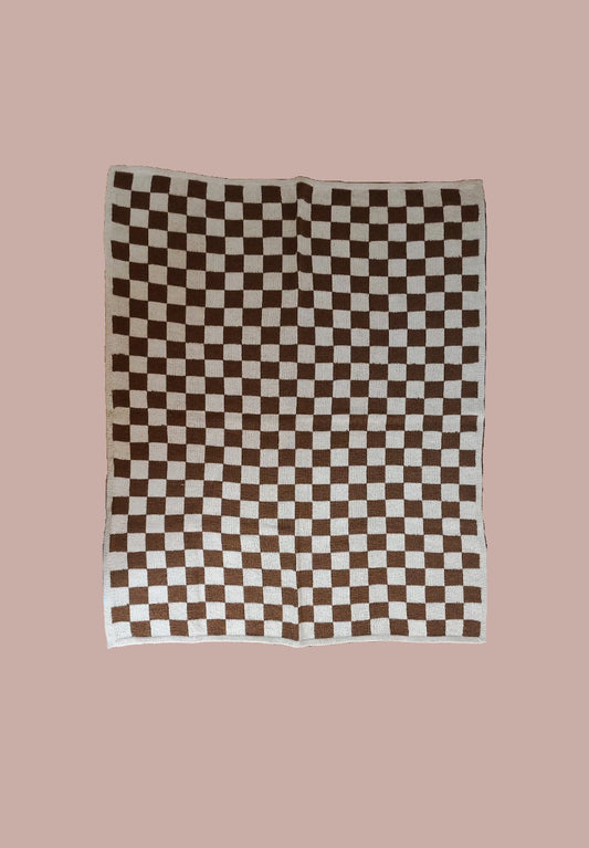 Chocolate and beige checkers blanket