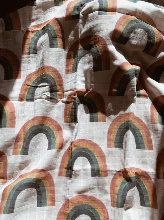 Vintage Rainbow Organic Cotton Muslin Swaddle