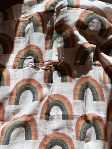 Vintage Rainbow Organic Cotton Muslin Swaddle