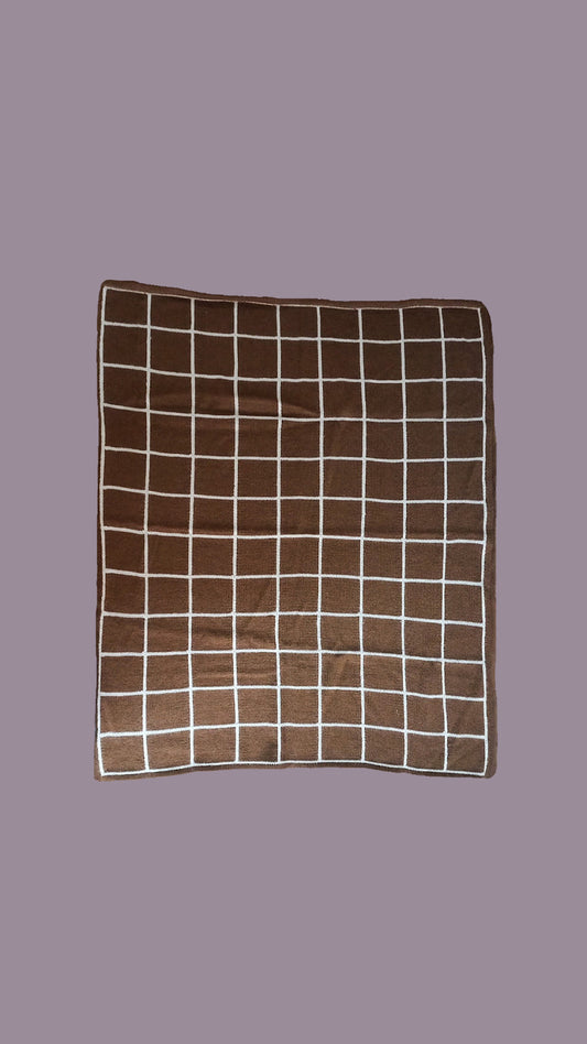 Chocolate and beige grid blanket